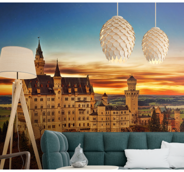 Fototapet de oraș castelul neuschwanstein apus de soare - TenStickers