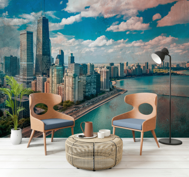 Fototapet de oraș perspectiva orizontului din chicago - TenStickers