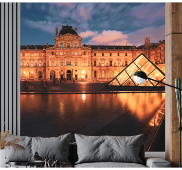 Fototapet de oraș piramida louvre noaptea - TenStickers