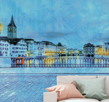Fototapet de oraș priveliște de pe malul zurich-ului - TenStickers