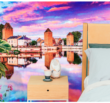 Fototapet de oraș reflecție apus de soare la strasbourg - TenStickers