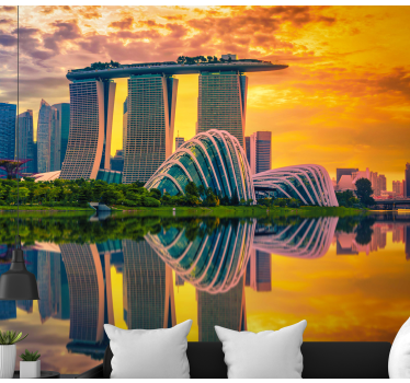 Fototapet de oraș reflecții în marina bay - TenStickers