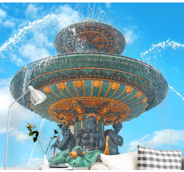 Fototapet de oraș sculptură de fântână maiestuoasă - TenStickers