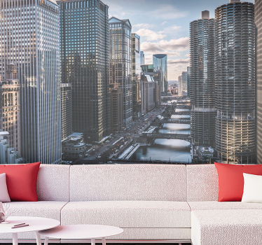 Fototapet de oraș vedere asupra orizontului din chicago - TenStickers