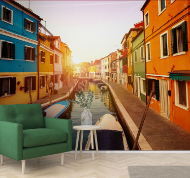 Fototapet de oraș vedere colorată la canal - TenStickers