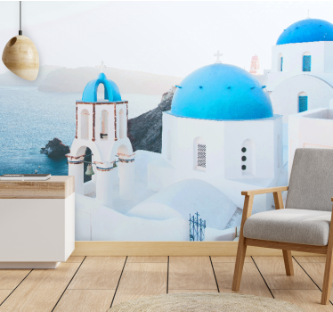 Fototapet de oraș vederi de pe litoralul santorini - TenStickers