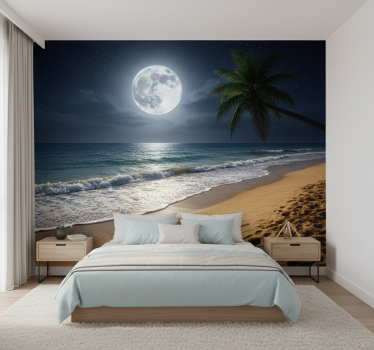 Fototapet mare lună plină ocean - TenStickers
