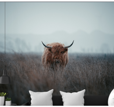 Fototapet natura vaca maro de munte - TenStickers