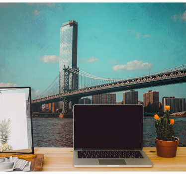 Fototapet New York perspectivă asupra podului brooklyn - TenStickers