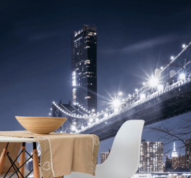 Fototapet new york vedere nocturnă pod brooklyn - TenStickers