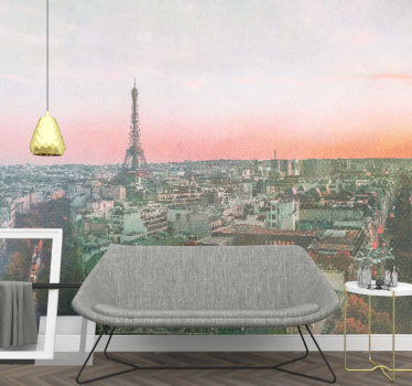 Fototapet paris apus de soare la turnul eiffel - TenStickers