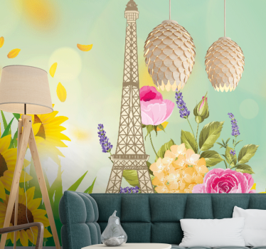 Fototapet paris flori de la turnul eiffel - TenStickers