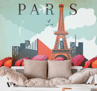 Fototapet paris peisaj cu turnul eiffel - TenStickers