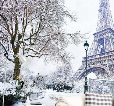 Fototapet paris turnul eiffel în zăpadă - TenStickers