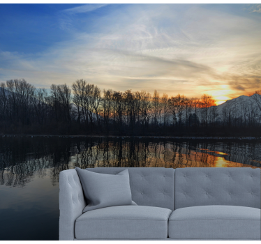 Fototapet peisaje apus de soare liniștit pe lac - TenStickers