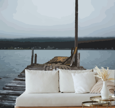 Fototapet peisaje ponton la lac liniștit - TenStickers