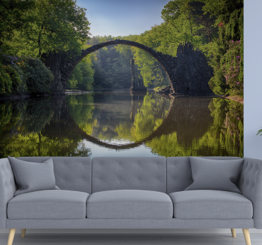 Fototapet peisaje reflectarea podului arcuit - TenStickers