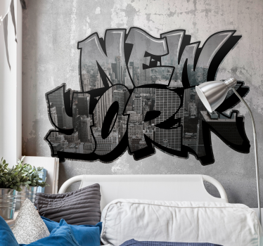 Graffiti cu vedere la oraș tapet mural new york - TenStickers