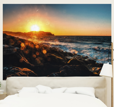 Litoral cu raze de soare peisaj mural - TenStickers