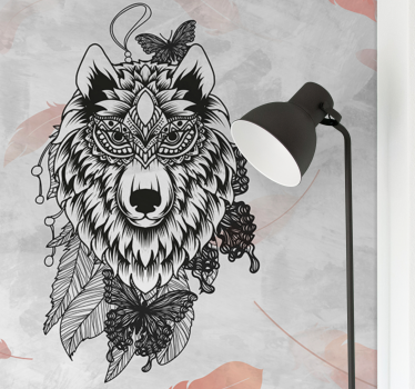 Lup boem cu pene tapet mural modern - TenStickers