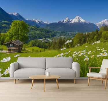 Muntele Fototapet cabană alpină vara - TenStickers