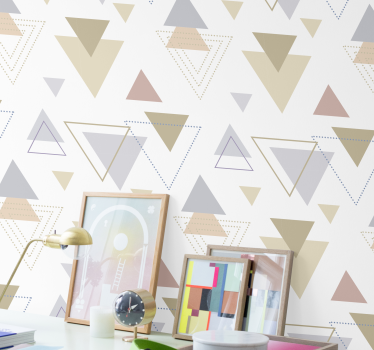 Mural geometric în stil nordic albastru și galben - TenStickers
