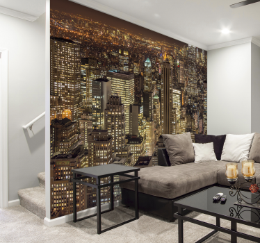 New york mural mural pe timp de noapte - TenStickers