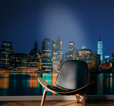 New york skyline noaptea tapet mural new york - TenStickers