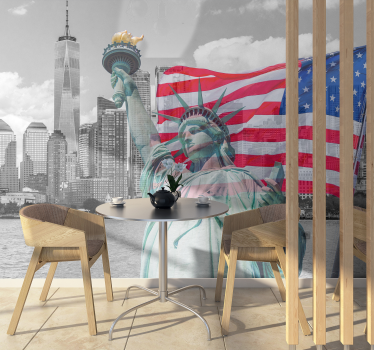 New york statuie a libertății, new york, orizont mural - TenStickers