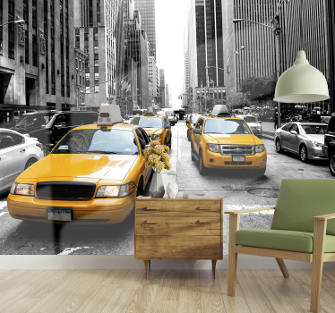New york taxi new york skyline mural - TenStickers