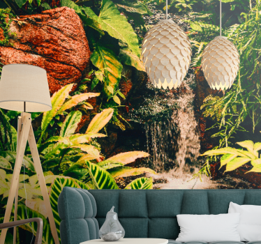 Pădure tropicală și frunze peisaj mural de sufragerie - TenStickers