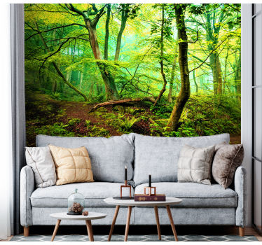 Păduri fototapet pădure verde vibrantă - TenStickers