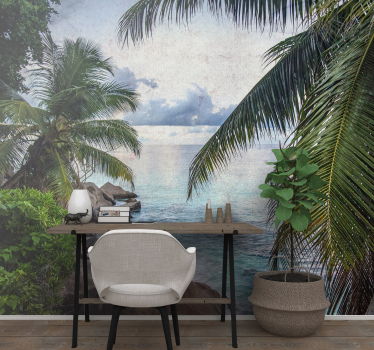 Palmier din paradis sub muralul mural - TenStickers