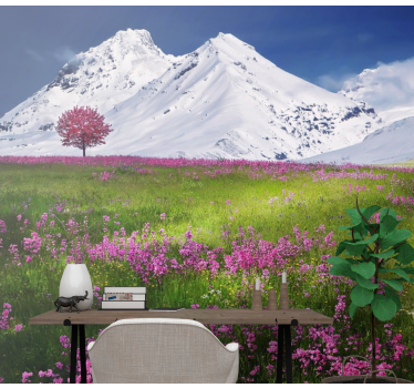 Peisaj norvegian pat de flori natura picturi murale - TenStickers