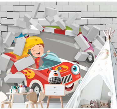 Perete spart 3d cărămizi copii cărți murale personalizate - TenStickers