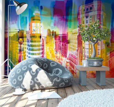 Pictură granulată prin perete din sala de mese madrid - TenStickers