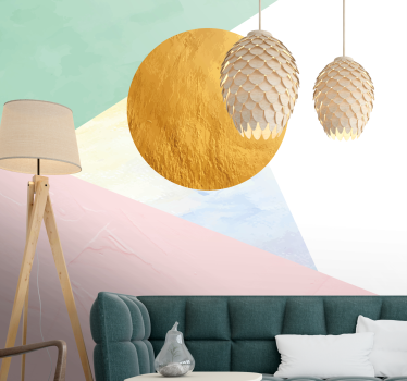 Pictura murală abstractă triunghiuri geometrice pastel - TenStickers