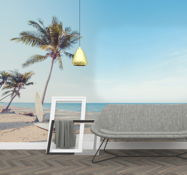 Plaja tropicala cu palmier mural peisaj - TenStickers