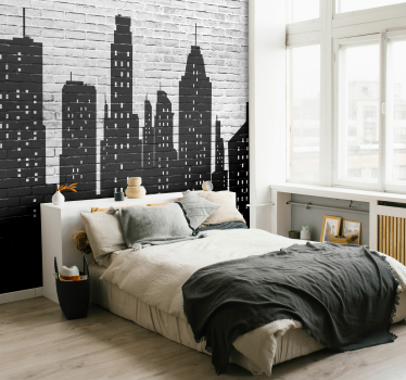 Tapet mural brickwall skyline - TenStickers