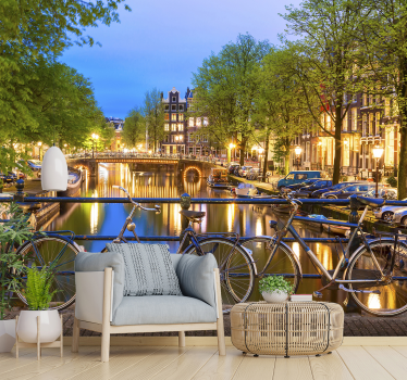 Tapet mural canal amsterdam - TenStickers