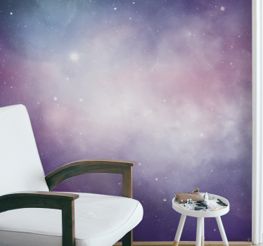 Tapet mural cu spațiu pentru galaxie roz și violet - TenStickers