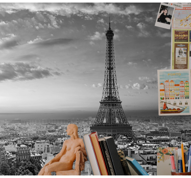 Tapet mural din turnul eiffel alb-negru la paris - TenStickers