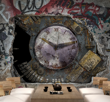 Tapet mural industrial de epocă gri ciment modern - TenStickers