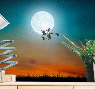 Tapet mural luna si pasari - TenStickers