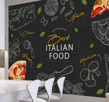 Tapet mural pictograma mâncare italiană - TenStickers