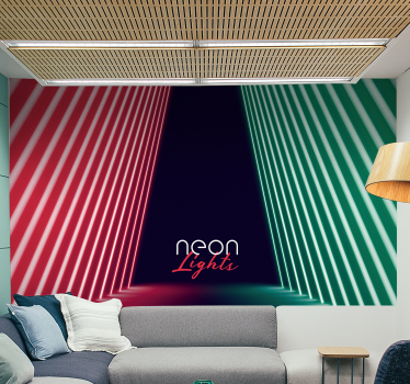 Tapet mural roșu verde lumină neon scenă 3d - TenStickers