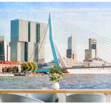 Tapet mural rotterdam erasmus bridge - TenStickers