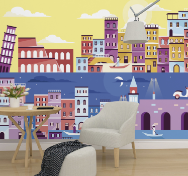 Tapet mural zi și noapte italia - TenStickers