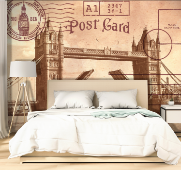 Turn de poștă carte poștală oraș mural - TenStickers