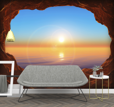 Vedere la mare printr-o tapet mural mural peșteră 3d - TenStickers